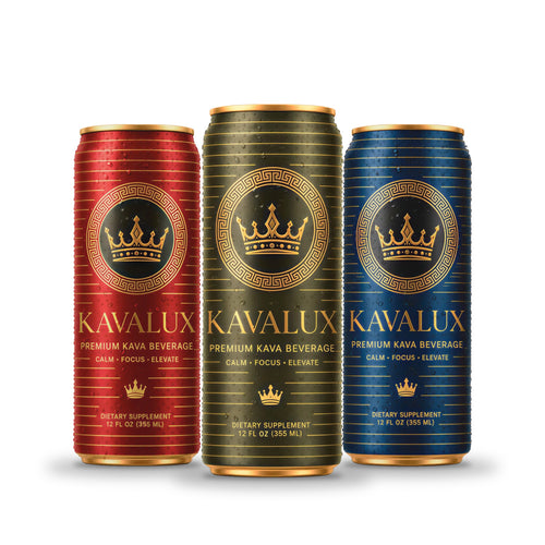 Strawberry Rise, The Daily OG and Blueberry Chill cans by KAVALUX